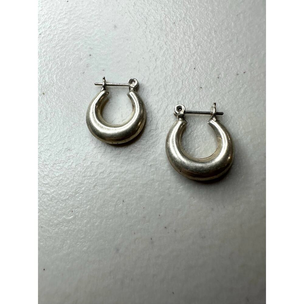 925 Sterling Silver Tapered Hoop Earrings Chunky Thick Puffy Saddle Huggie